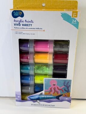 🆕 24 Color Acrylic Paint Set Vivid Kids Craft Art Non Toxic